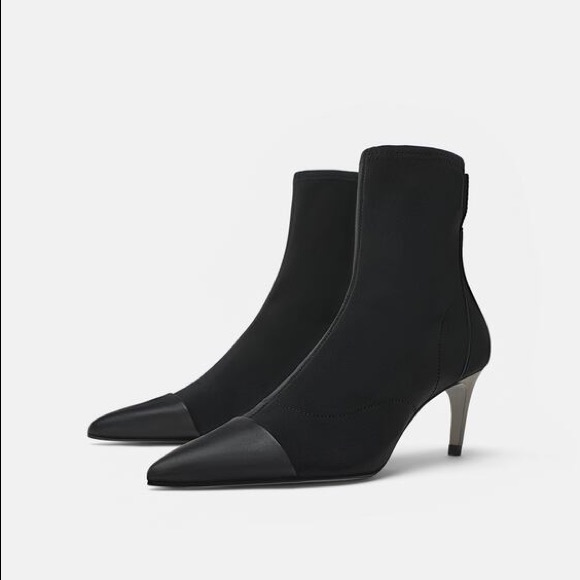 zara fabric heeled ankle boots